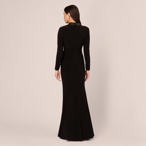 Adrianna Papell Black Tuxedo Mermaid Gown Dress - Picture 6 of 14